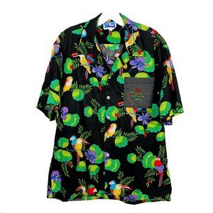 The Ninth Wave by Scorpio Products tropical bird island SS button shirt men's L